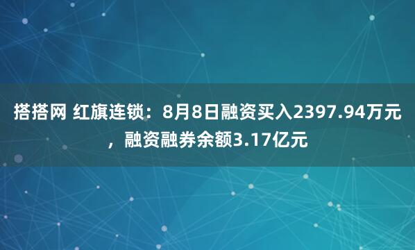 搭搭网 红旗连锁：8月8日融资买入2397.94万元，融资融券余额3.17亿元