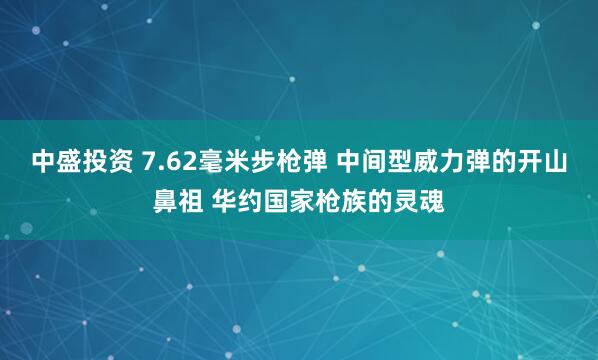 中盛投资 7.62毫米步枪弹 中间型威力弹的开山鼻祖 华约国家枪族的灵魂